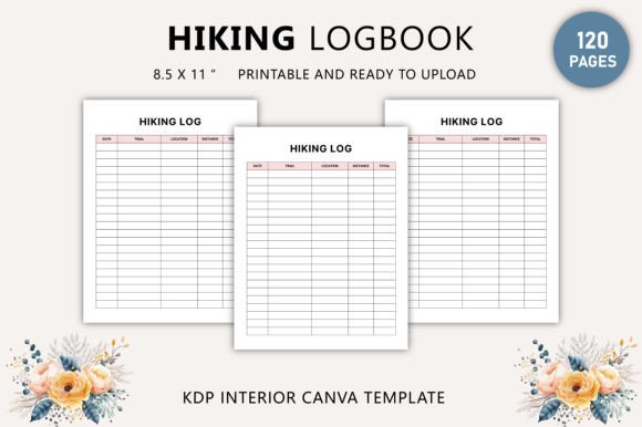 Download Hiking Log Book Canva Template KDP - Canva template kdp Collection