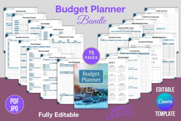Download Budget Planner Bundle Canva Template KDP - Canva template kdp Collection