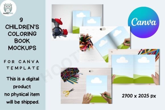 Download 9 Children’s Coloring Book Mockup - Book mockup Collection