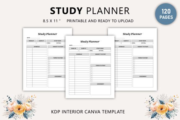 Download Study Planner Canva Template KDP - Canva template kdp Collection