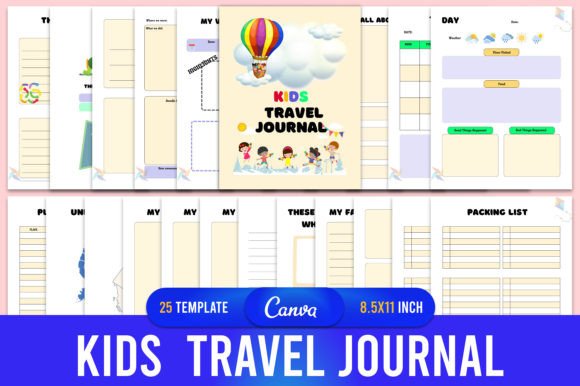 Download Kids Travel Journal Canva Template KDP - Canva template kdp Collection